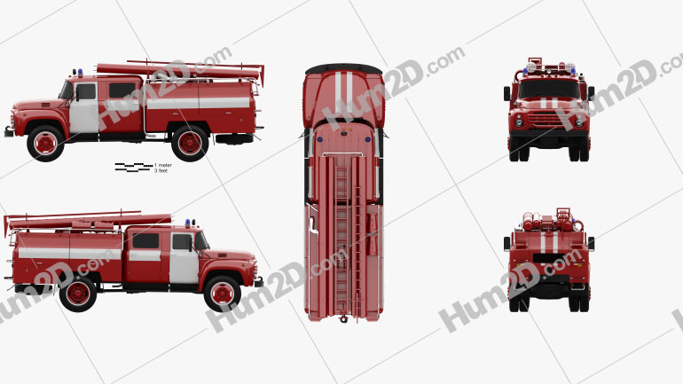 ZIL 130 Fire Truck 1970 Blueprint