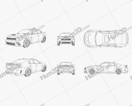 Dodge Charger SRT Hellcat Outline car clipart