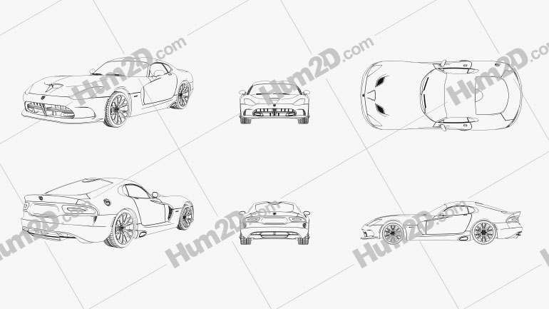 Dodge SRT Viper GTS Outline Blueprint