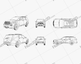 Ford Explorer 2020 Outline car clipart