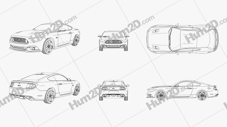 Ford Mustang GT Outline Blueprint