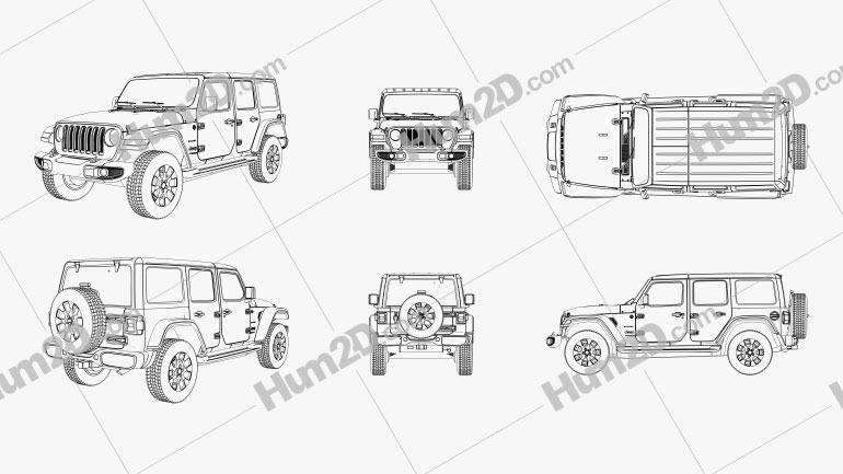 Jeep Wrangler Unlimited Outline Blueprint in PNG - Download Vehicles Clip  Art Images