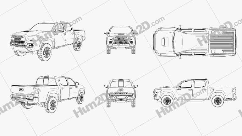 Toyota Tacoma Pickup Outline car clipart
